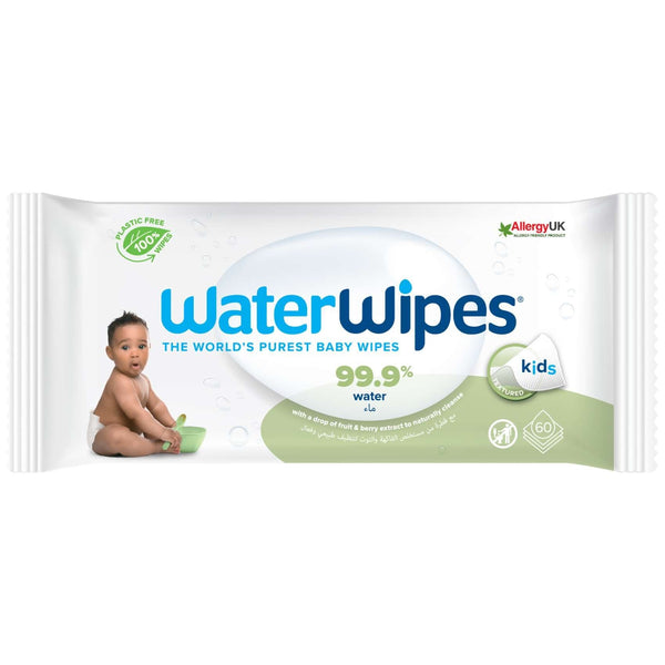 Water Wipes Plastic Free Textured Clean Toddler & Baby Wipes 60 Wet Wipes