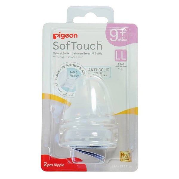 Pigeon SofTouch Wide Neck Bottle Y-Cut Nipples LL 2 PCS 9+ Months