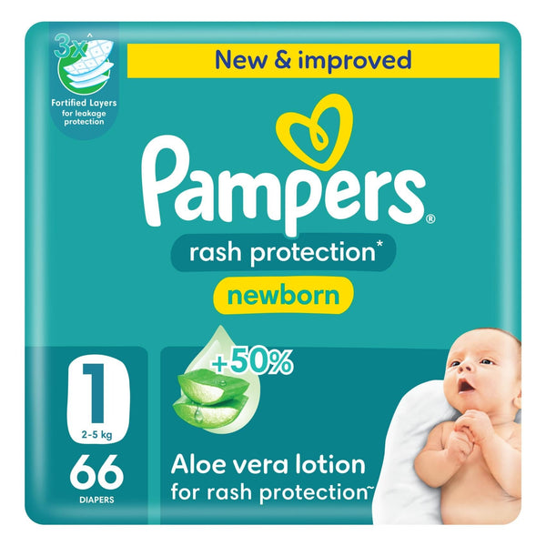 Pampers Rash Protection Diapers with Aloe Vera Lotion Newborn Size 1 2-5kg