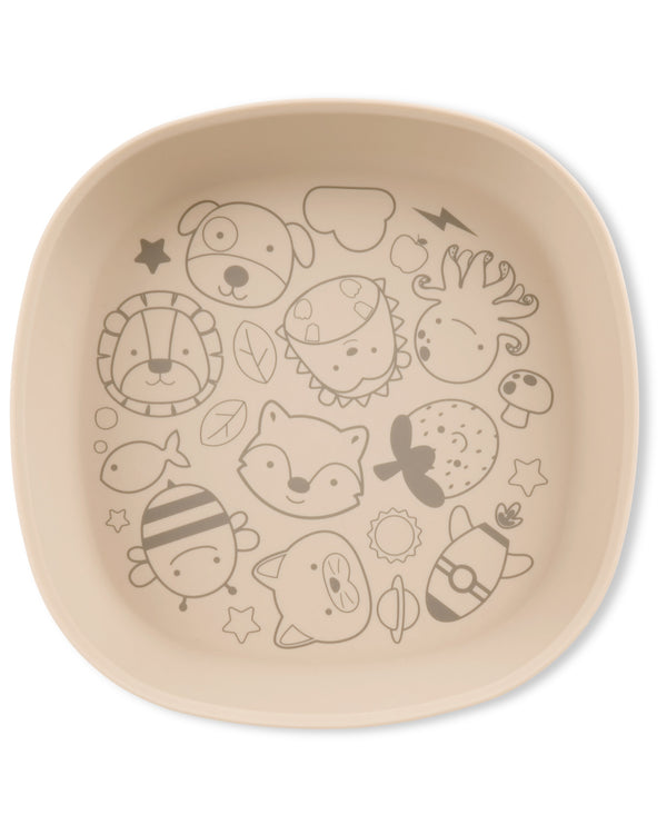 Skip Hop Squad Silicone Plate Oat with Non-Slip Base - Divided Toddler Plate for Ages 2+