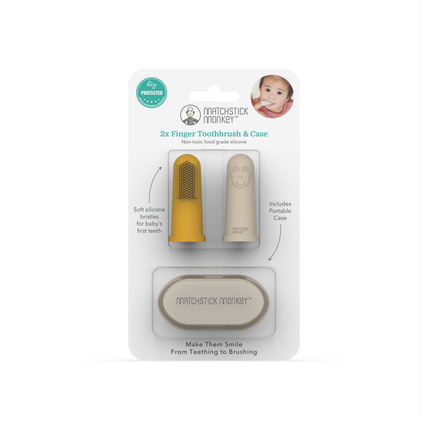 Matchstick Monkey 2 x Finger Toothbrush and Case