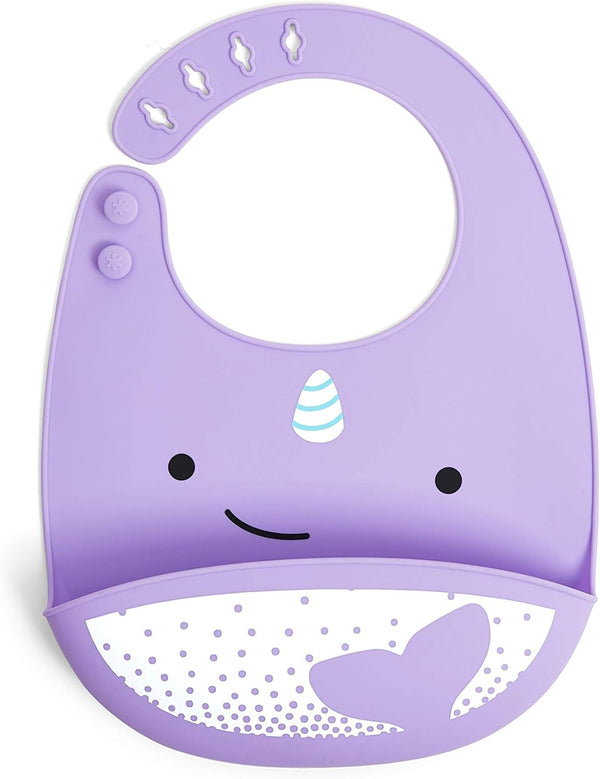 Skip Hop Zoo Fold & Go Silicone Bib Narwhal for Baby Age 6m+