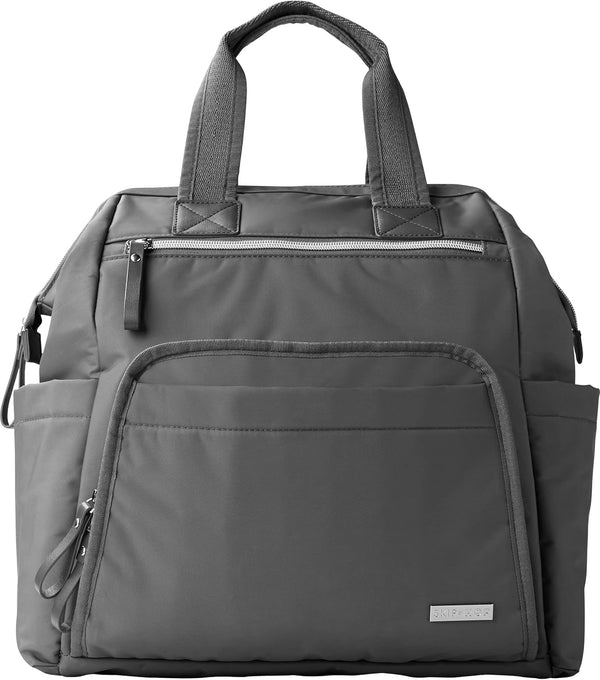 Skip Hop Main Frame Wide Open Diaper Backpack Charcoal with Adjustable Stroller Straps