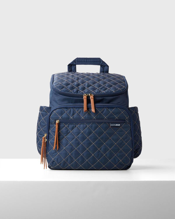 Skip Hop Forma Diaper Backpack Navy - Lightweight Quilted Bag with Built-in Stroller Straps