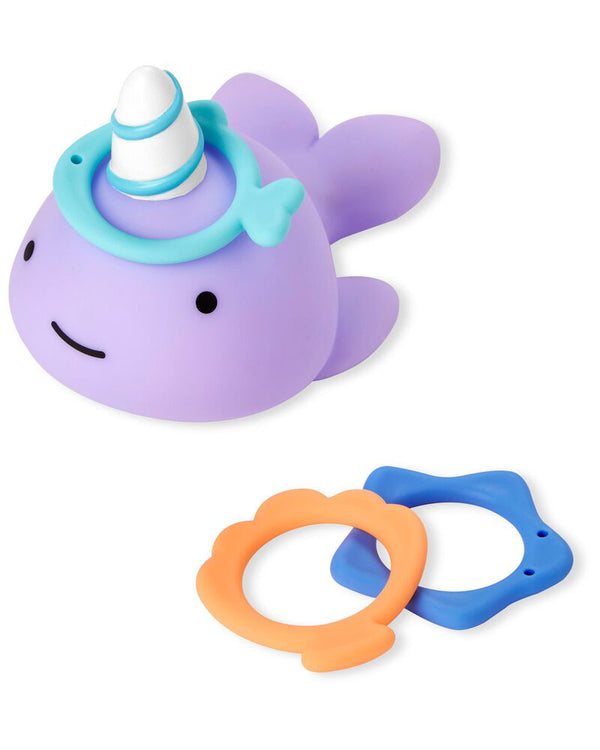 Skip Hop Zoo Ring Toss Narwhal Bath Toy with 3 Floating Rings, Age 12 Months+