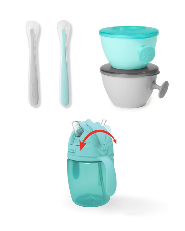 Skip Hop Easy Feed Mealtime Set Teal Grey for Baby Age 6 Months+