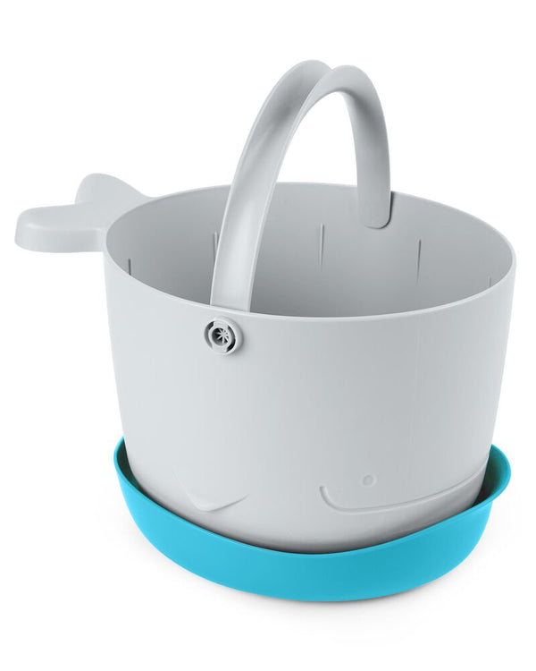 Skip Hop Moby Stowaway Bath Toy Bucket White Blue with Drainage and Storage Base