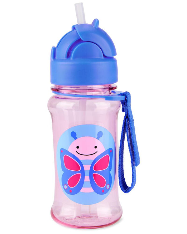 Skip Hop Zoo Tritan Straw Water Bottle for Kids 12m+ - Spill-Proof Flip Straw, BPA-Free
