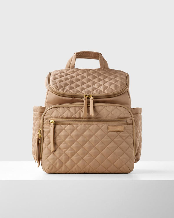 Skip Hop Forma Backpack Camel Lightweight Quilted Diaper Bag with Cubes