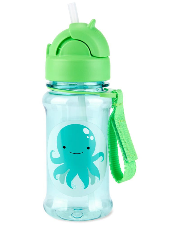 Skip Hop Zoo Straw Water Bottle Octopus 12oz for Kids 12+ Months with Flip Straw