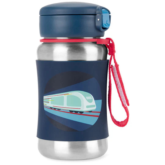 Skip Hop Spark Style Stainless Steel Straw Bottle Train 12oz for Kids