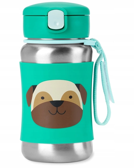 Skip Hop Zoo Stainless Steel Straw Bottle - 12 oz Kids Water Bottle Ages 12m+