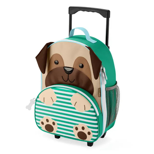 Skip Hop Zoo Rolling Luggage for Kids - Pug Design School Bag for Toddlers and Children