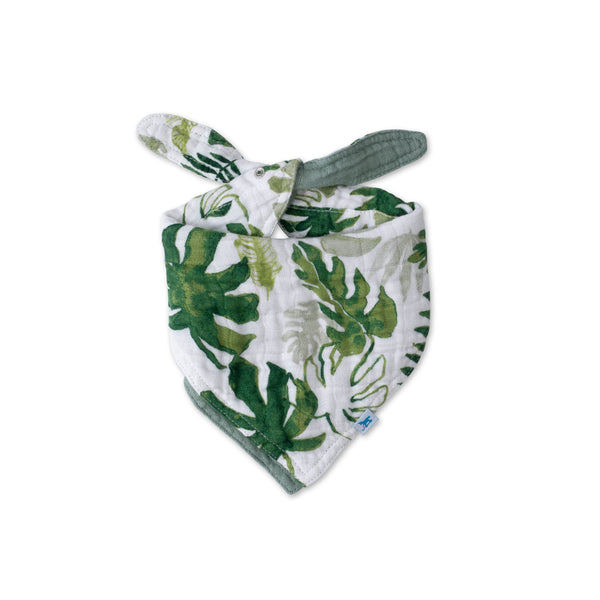Little Unicorn Cotton Muslin Reversible Bandana Bib Tropical Leaf