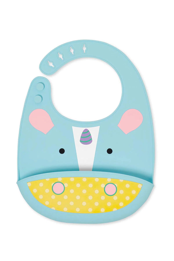 Skip Hop Zoo Fold & Go Silicone Bib Unicorn for Baby Toddler Ages 6 Months+ BPA-Free