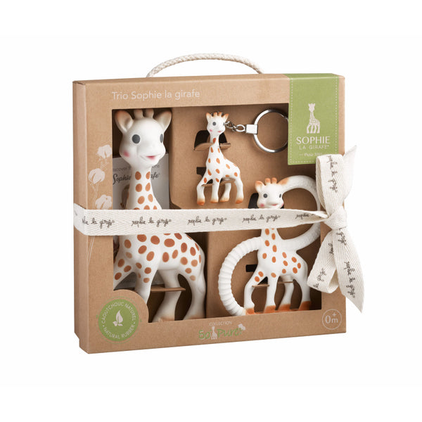 Sophie la girafe So'Pure Trio Brown Beige Natural Rubber Gift Set for Newborns